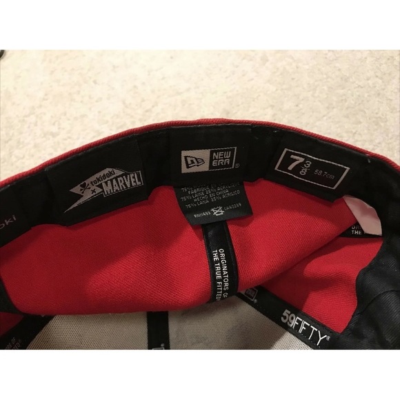 TokiDoki Marvel Iron Man New Era Red Cap Hat Football Bulletproof Avengers 7 3/8 - Picture 9 of 12